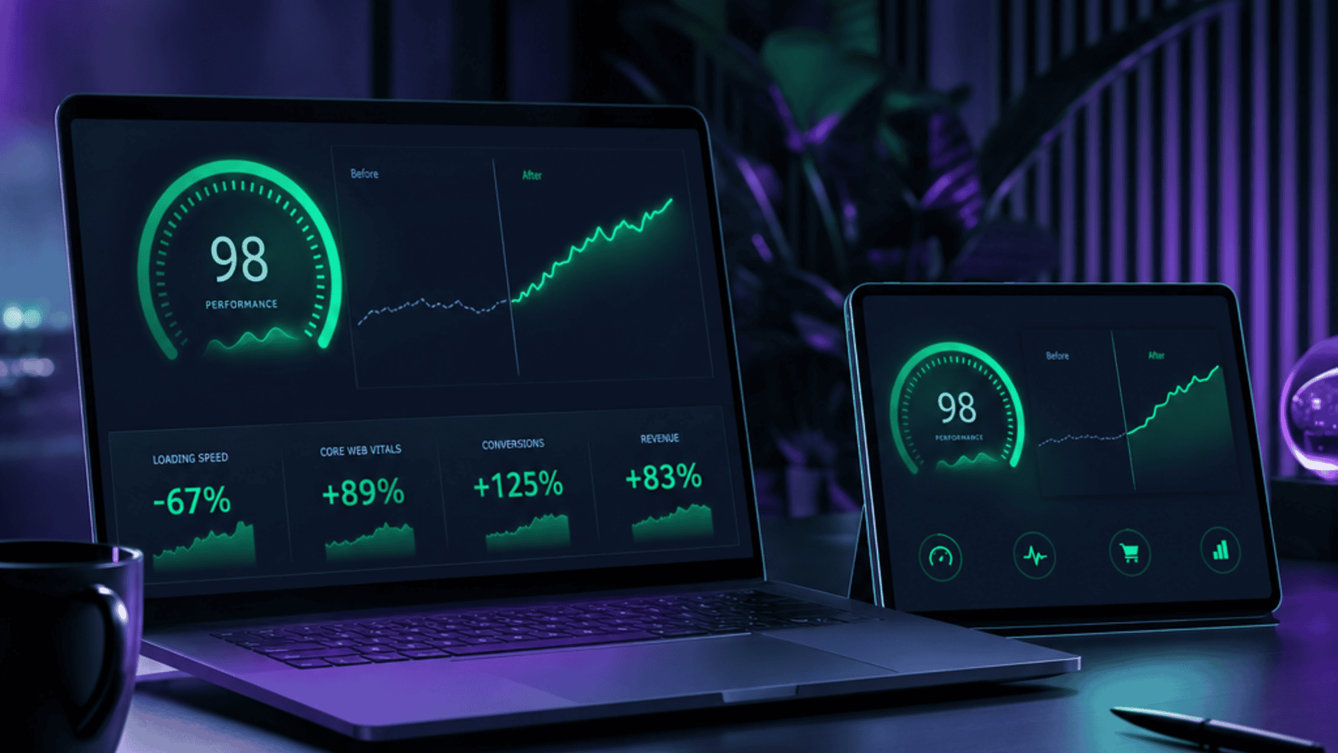 Digital agency workspace showing proactive website speed and performance optimisation